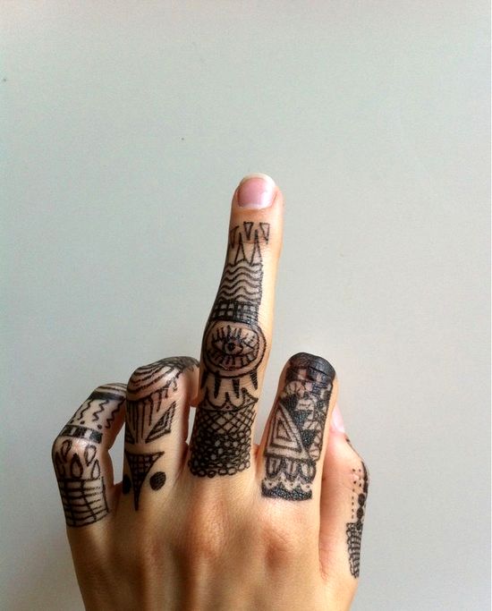 intricate finger tattoos for men