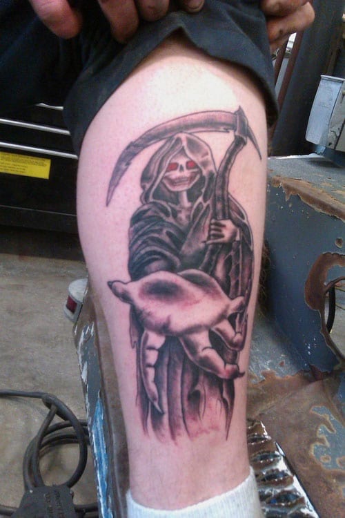 inviting grim reaper tattoo for men