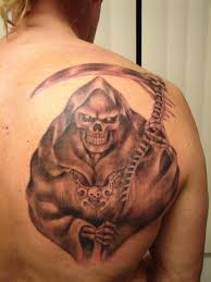 menacing grim reaper tattoo for men
