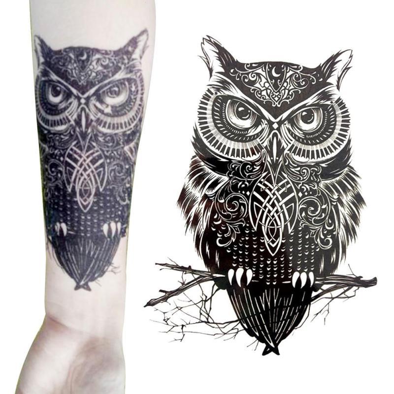 owl on brach tattoo for men's forearms