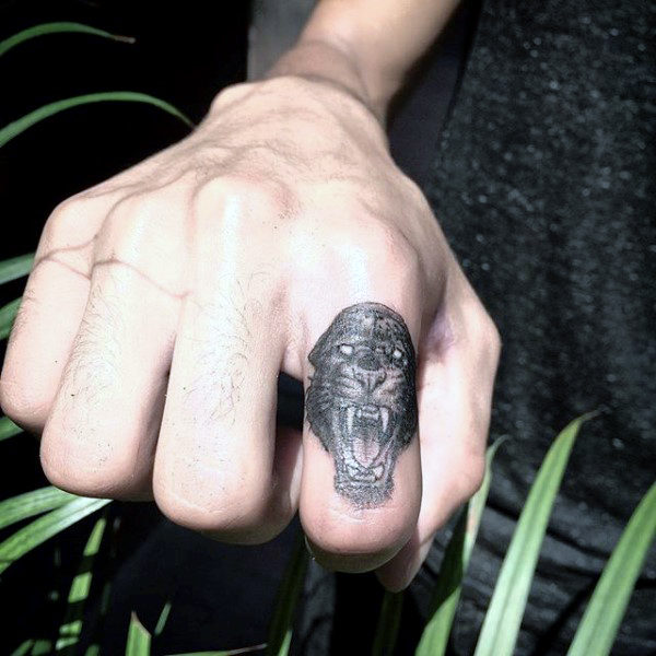 panther finger tattoo for men