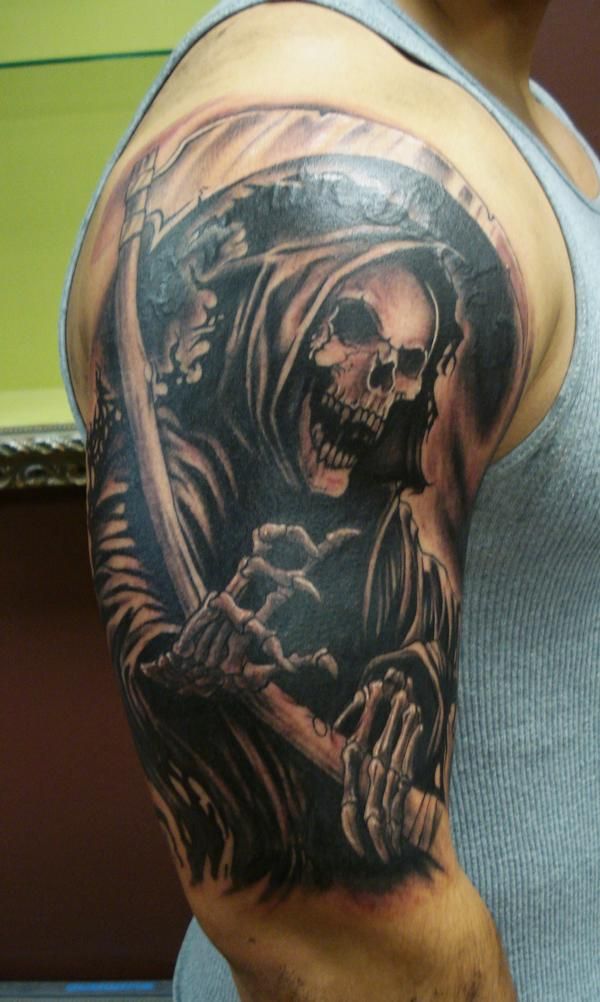 preying grim reaper tattoo for men