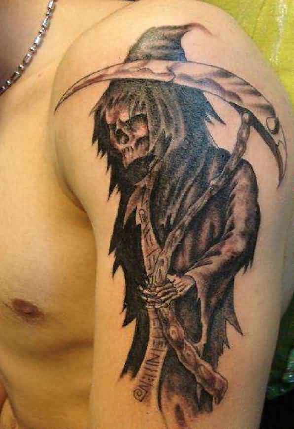 ratty robes grim reaper tattoo for men
