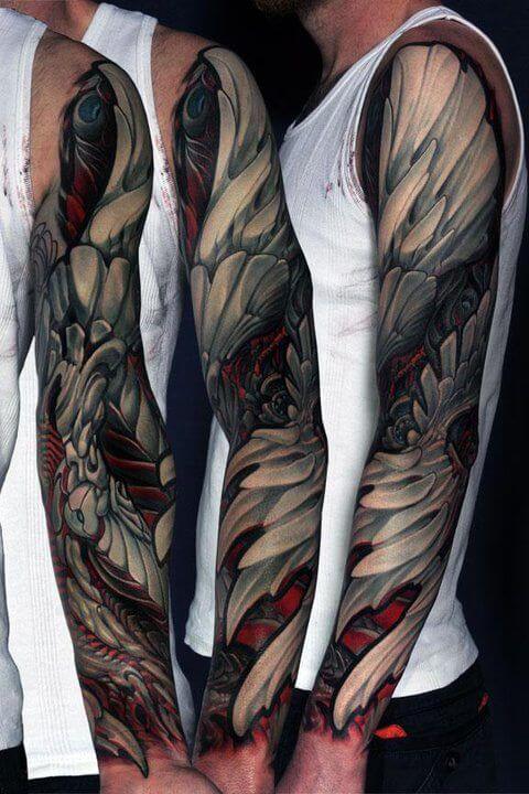 red-accented arm tattoo for men