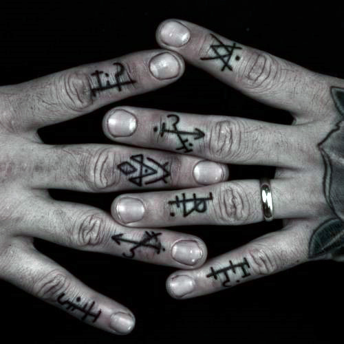 runic finger tattoos for men