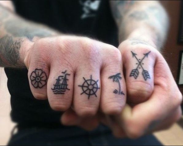 sailing finger tattoos for men