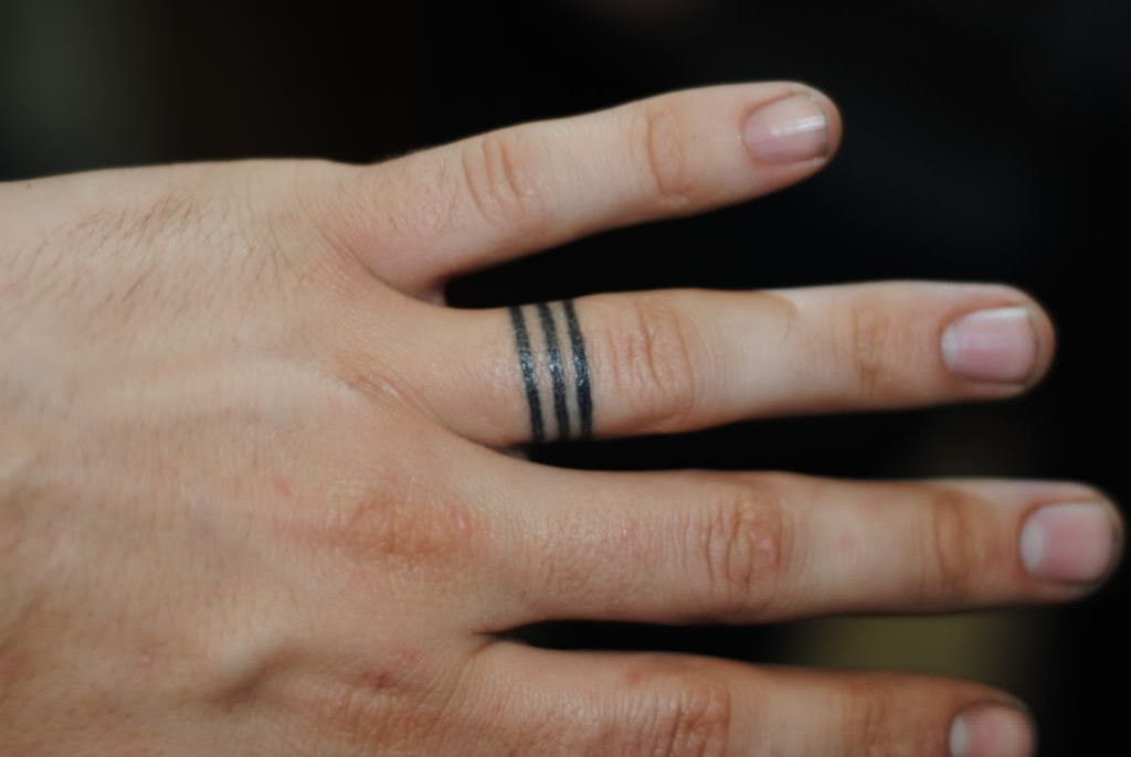 simple wedding band finger tattoo for men
