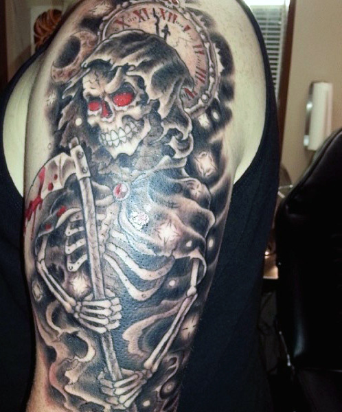 skeletal grim reaper tattoo for men