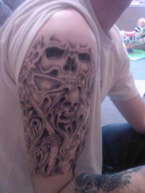 skull and grim reaper tattoo for men