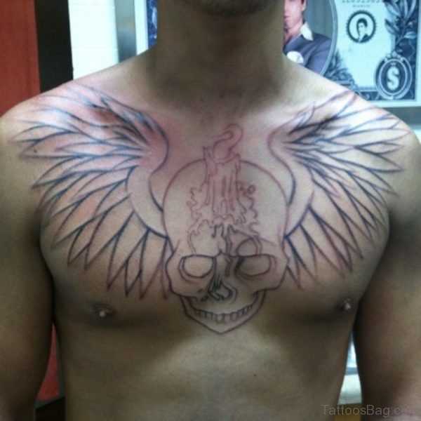 skull with wings tattoo for men
