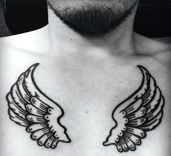 small chest wing tattoo for men