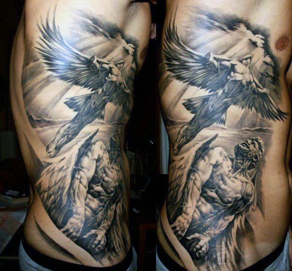 soaring angel with wings tattoo for men