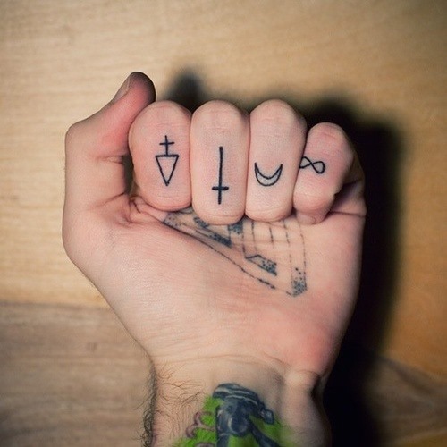 symbol design finger tattoos for men