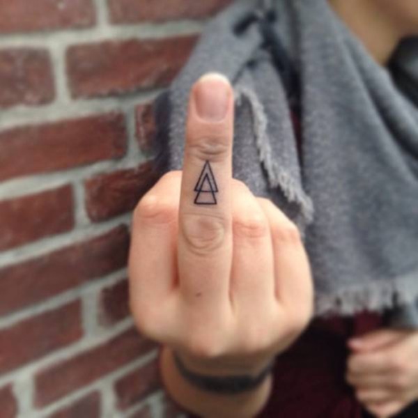triangle arrows finger tattoos for men