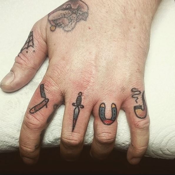 various icon finger tattoos for men