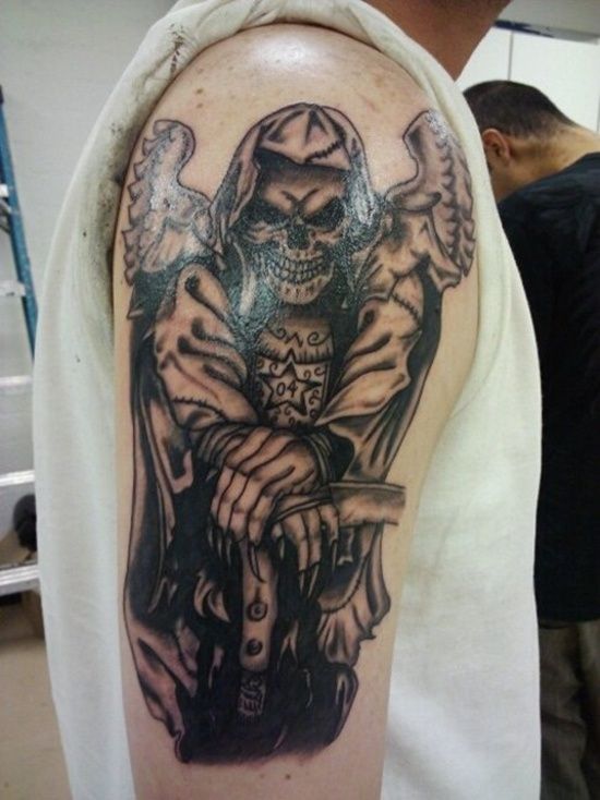waiting grim reaper tattoo for men