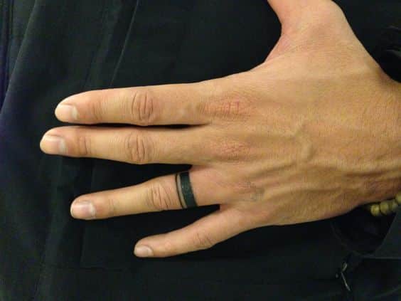 wedding band finger tattoo for men
