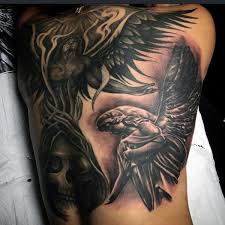 winged angels and demons tattoos for men