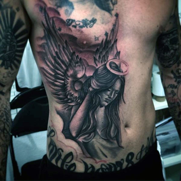 woman angel with wings tattoo for men