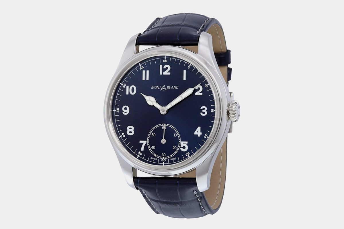 Mont Blanc 1858 Blue Dial Blue Leather Men’s Watch