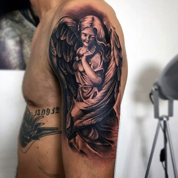 adorable guardian angel tattoo for men