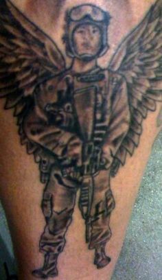 army pilot guardian angel tattoo for men