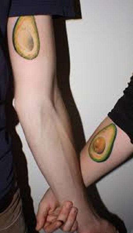 avocado halves matching couple tattoo