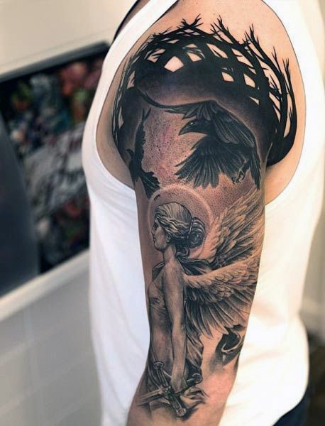 awesome guardian angel tattoo for men