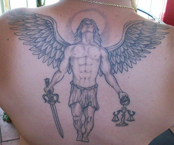 back guardian angel tattoo for men