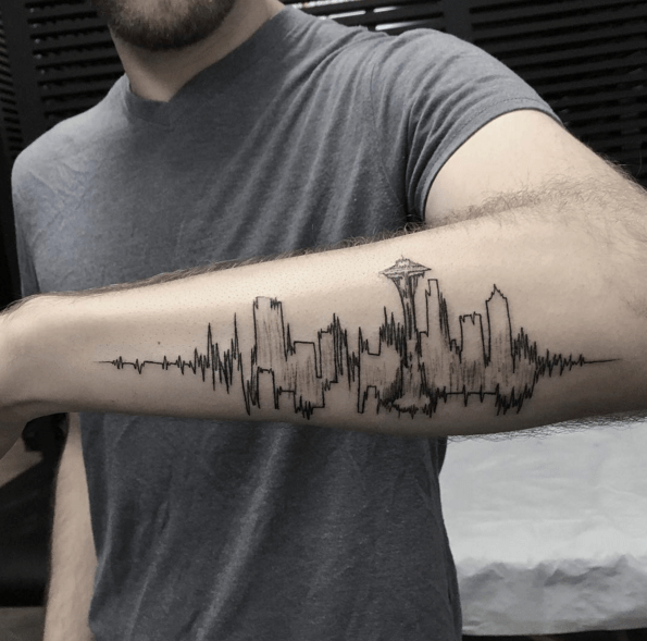 best cityscape design tattoo for men