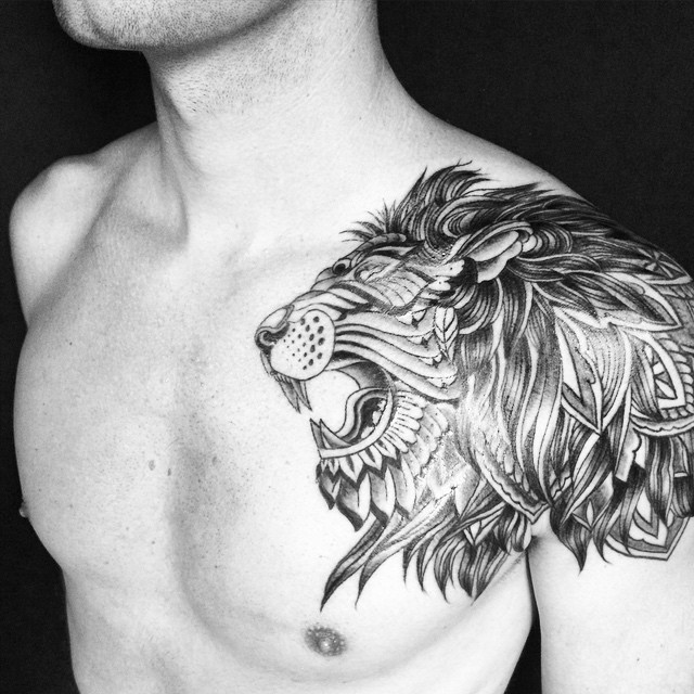 best lion design tattoo for men