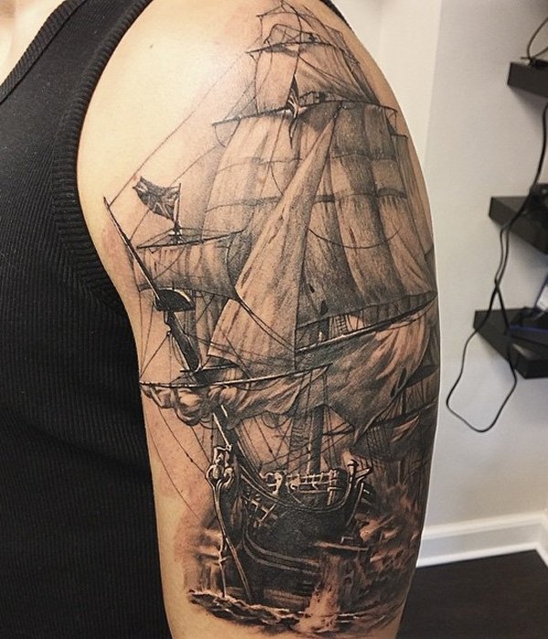 best sailing design tattoo for men