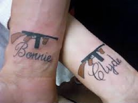 bonnie and clyde matching couple tattoo