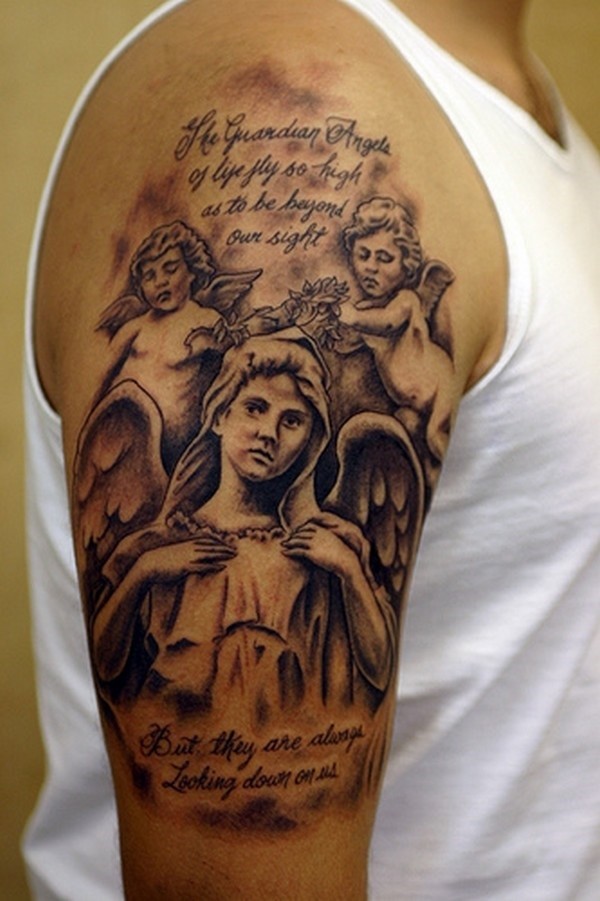 cherubs and guardian angel tattoo for men
