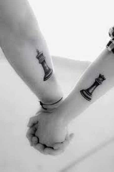 chess pieces matching couple tattoo
