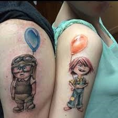 childhood matching couple tattoo