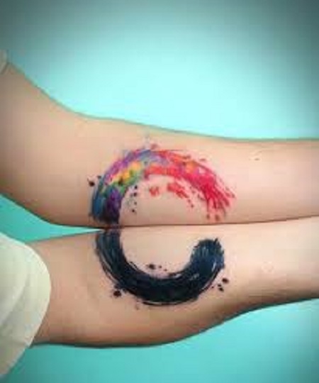 circle matching couple tattoo