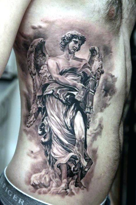 classical guardian angel tatoo for men