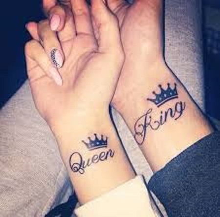 crowns matching couple tattoo