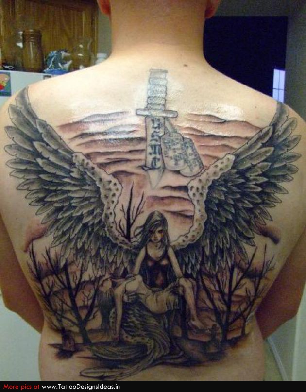 death and guardian angel tattoo for men