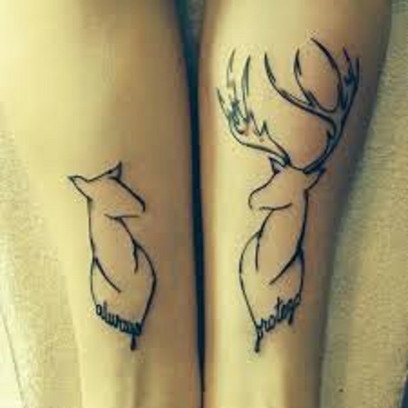 deer matching couple tattoo