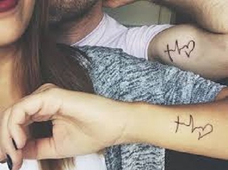 heartbeat matching couple tattoo