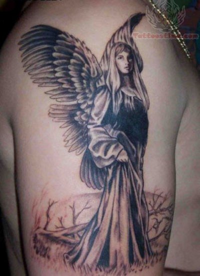 in the desert guardian angel tattoo for men