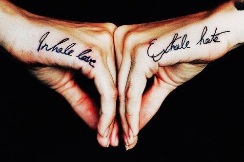 inhale love matching couple tattoo