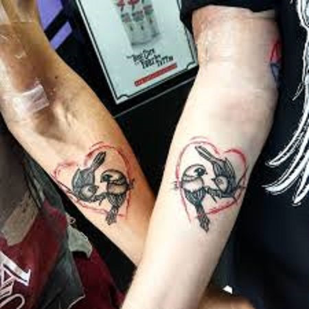 love birds matching couple tattoo