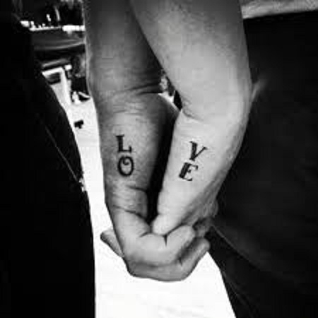 love matching couple tattoo