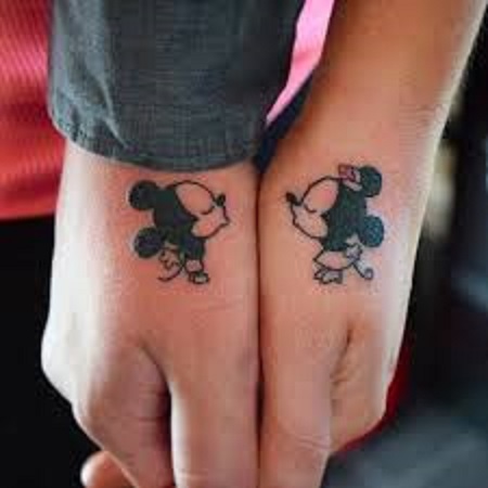 mickey and minnie matching couple tattoo