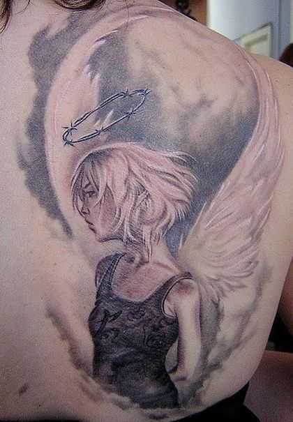 modern guardian angel tattoo for men