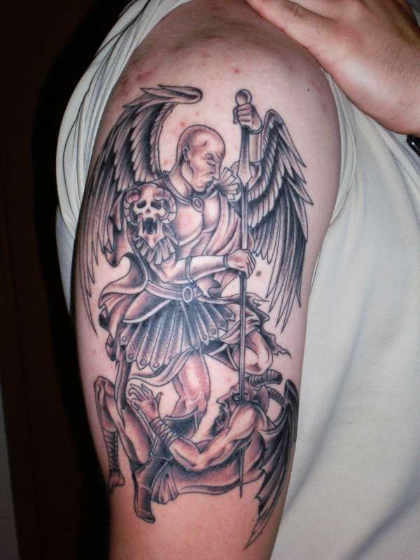monk guardian angel tattoo for men
