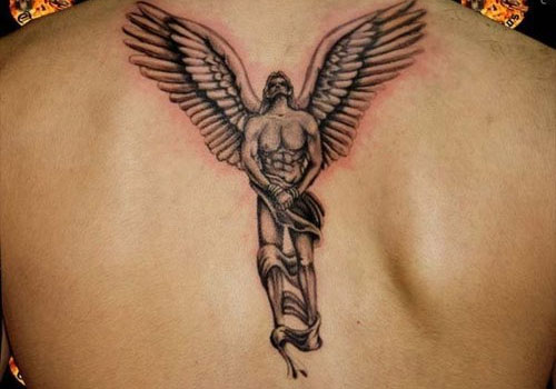 naked guardian angel tatoo for men